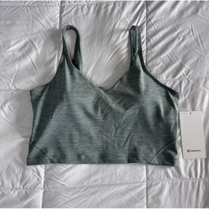 New Lululemon Align Tank Top Cropped Size 14 HTTW Heather Green Bra Built In